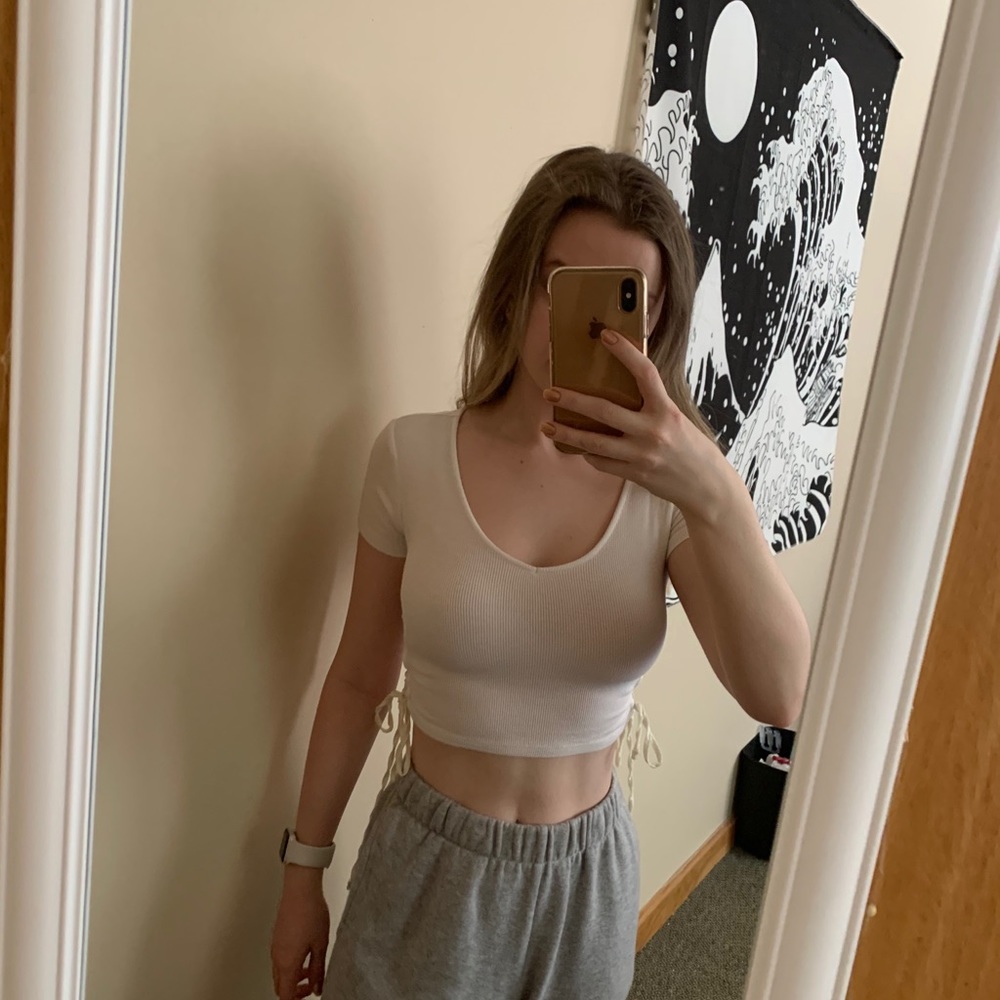 GARAGE white crop top w/ ties